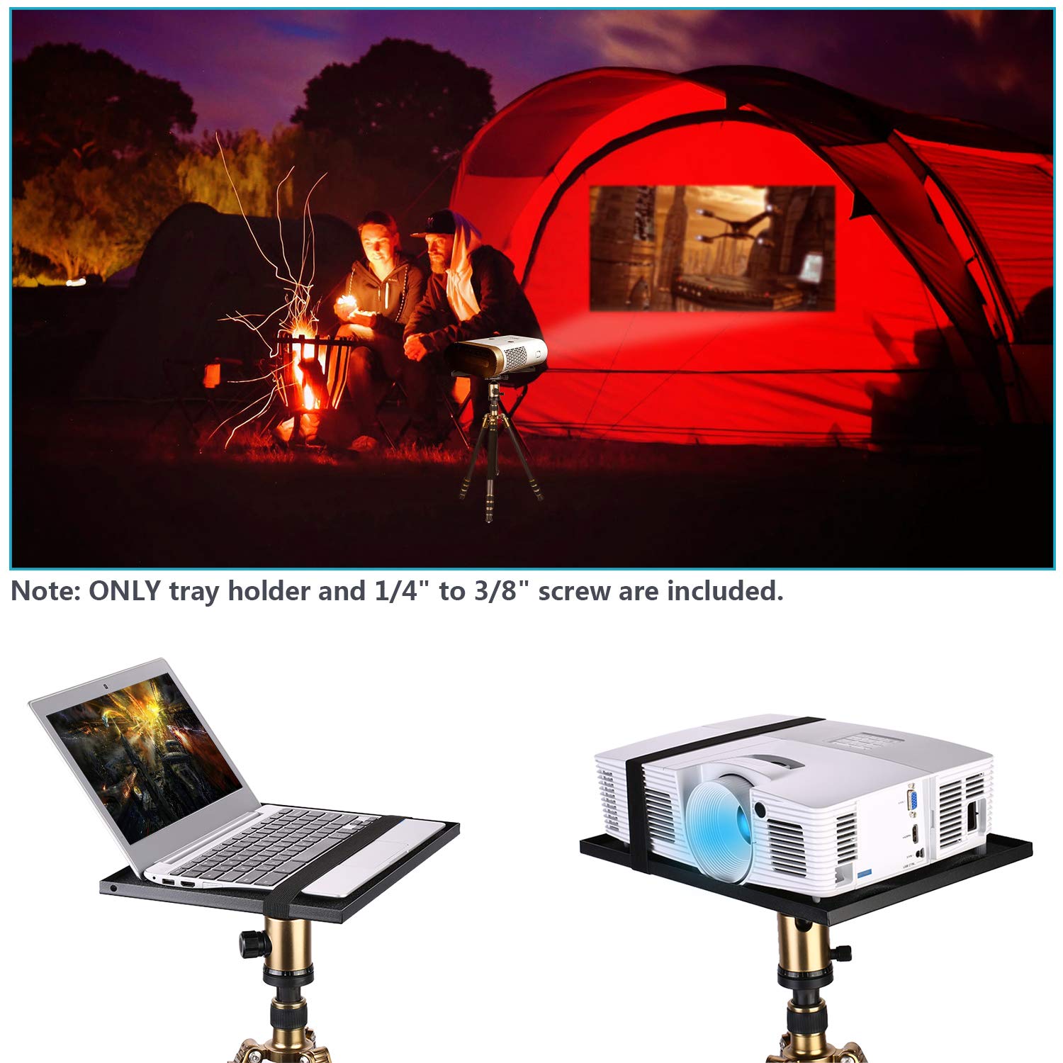 Neewer Laptop-Notebook-Paletten-Projektor-Tablett-Halter für 1/4 bis 3/8 Zoll Schraubstativ, Halterung für Bühne, Meetingräume, Vorlesungssäle im Freien (Stativständer nicht im Lieferumfang enthalten)