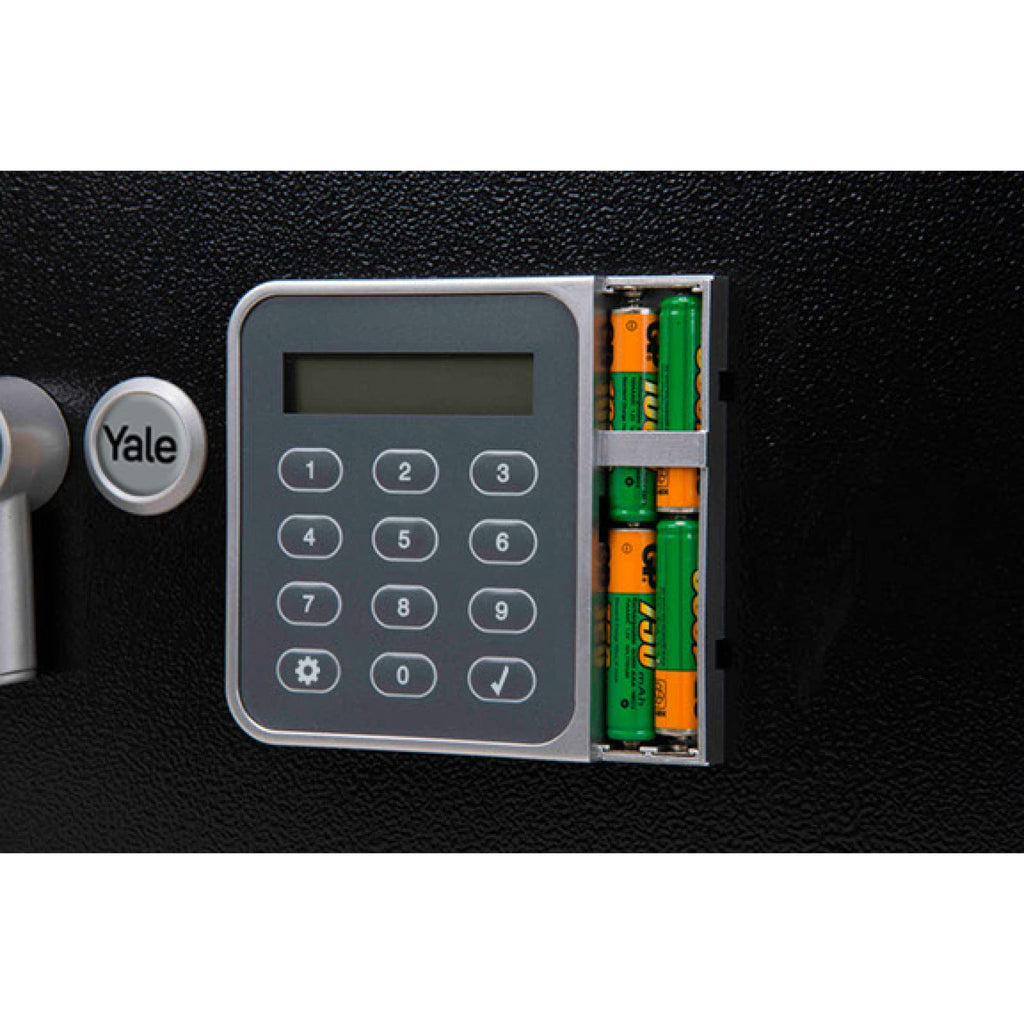 Yale Elektronischer Gäste-Tresor Laptop YLG/200/DB2 Schwarz – 24 L – PIN Code 3–6 Stellen – LCD Display – Auto Sperre – Teppichboden – Befestigung an Wand oder Boden – 200×430×350 mm
