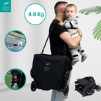 Urban Kanga Bandicoot Reisebuggy fürs Flugzeug-Handgepäck – Ultraleichter, Kompakt Zusammenklappbarer Buggy bis 22 kg mit Schultergurt & Abdeckung (Midnight Black)