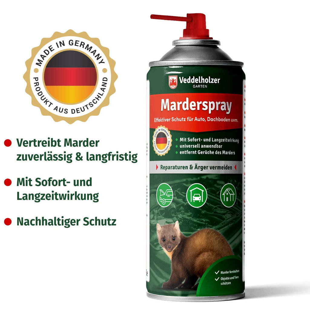 Veddelholzer Marderspray für Auto, Dachboden & Garage | 400 ml | Sofortiger & Langfristiger Schutz für Marder und Objekte durch effektive Marderabwehr | Marderschreck Made in Germany