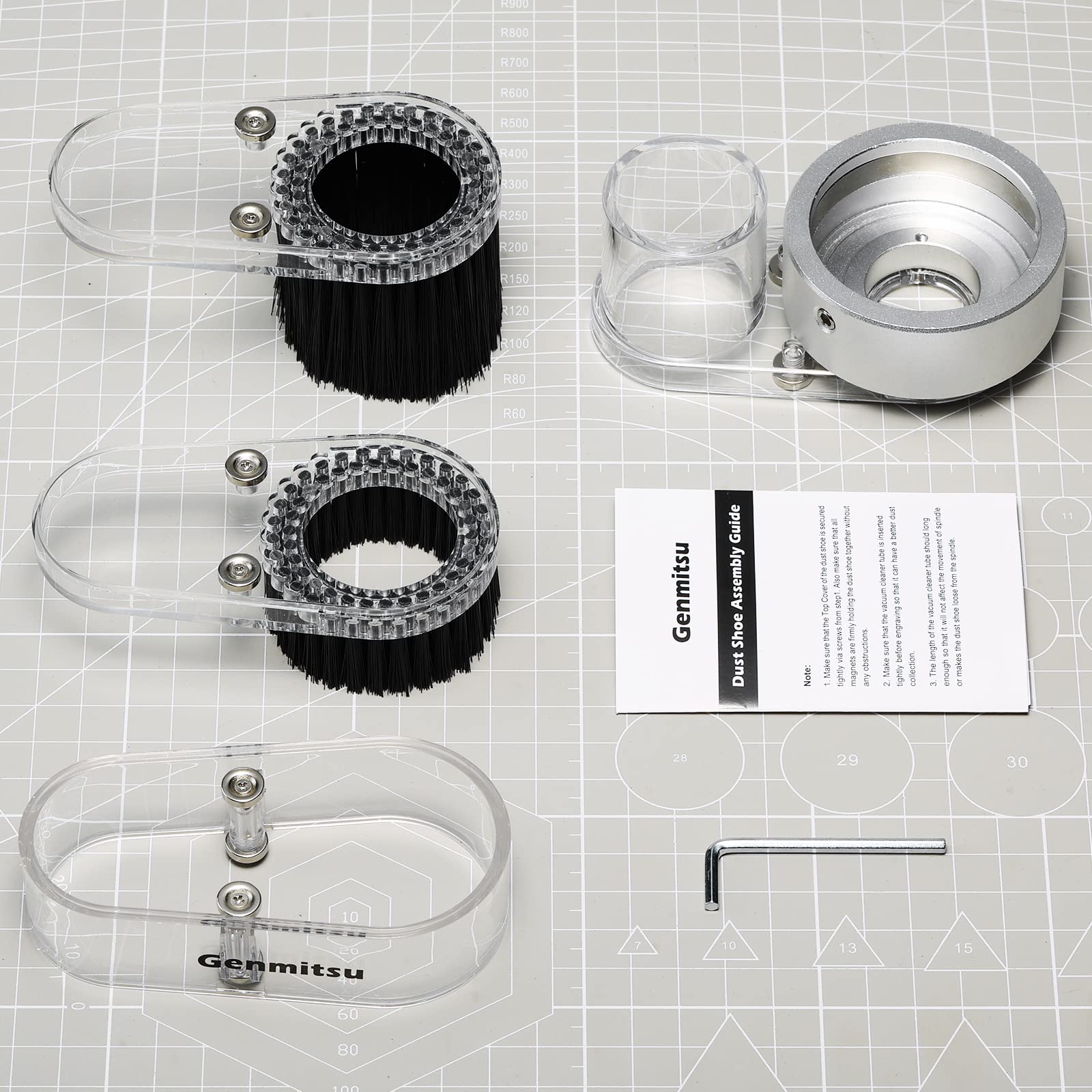 Genmitsu CNC ABS Staubschutzschuh für CNC Maschinen mit einem 52mm Durchmesser Motor, für die meisten 300W-500W Spindelmotoren, Außendurchmesser 38mm, Transparent