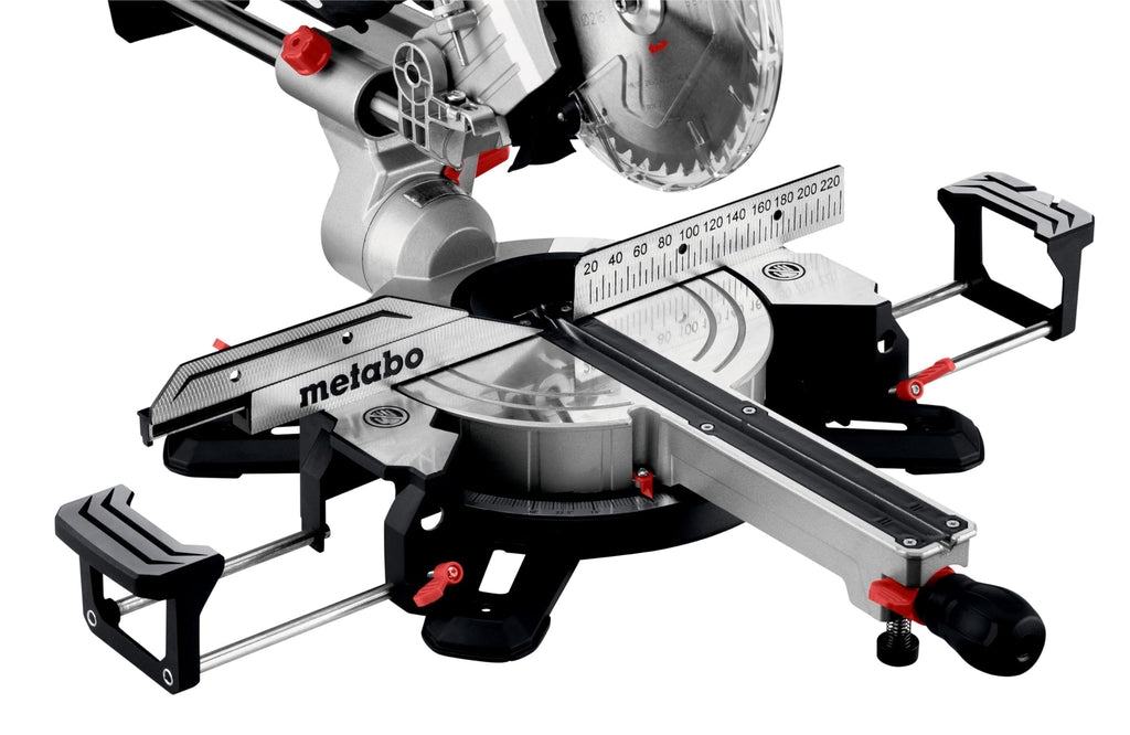 metabo Kappsäge KGS 305 M - 2000 W, 305 mm Schnittbreite, 110 mm Schnitttiefe - LED-Laserschnittführung, beidseitige Neigung, präzise und leistungsstark - Inkl. Maschinenständer KSU 401 und Zubehör