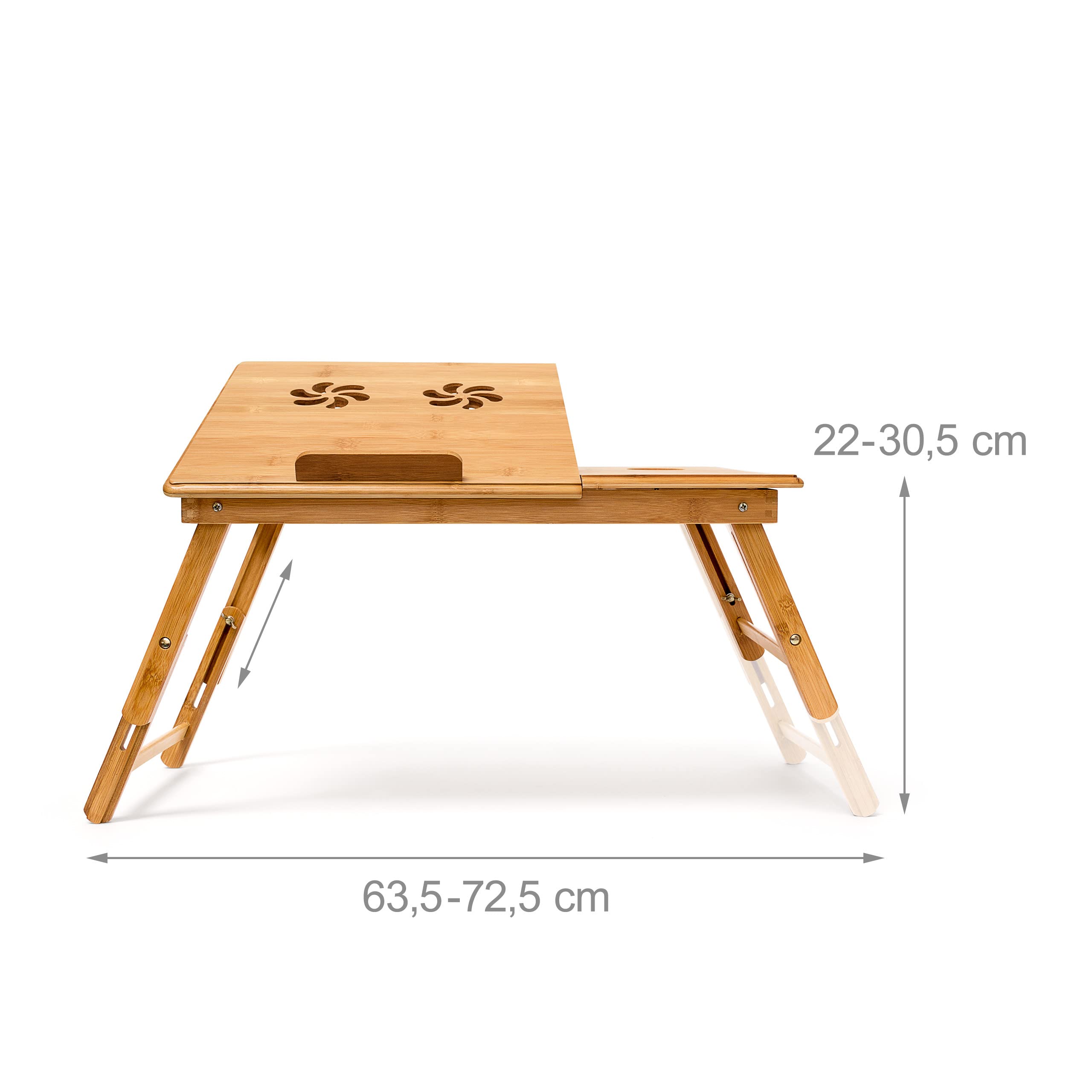 Relaxdays Betttablett Bambus höhenverstellbar HBT 30,5 x 72,5 x 35 cm Laptop Tisch für Notebook mit Leseklappe als Laptopständer klappbar mit Ablage für Maus und Bücher als Notebookständer, natur
