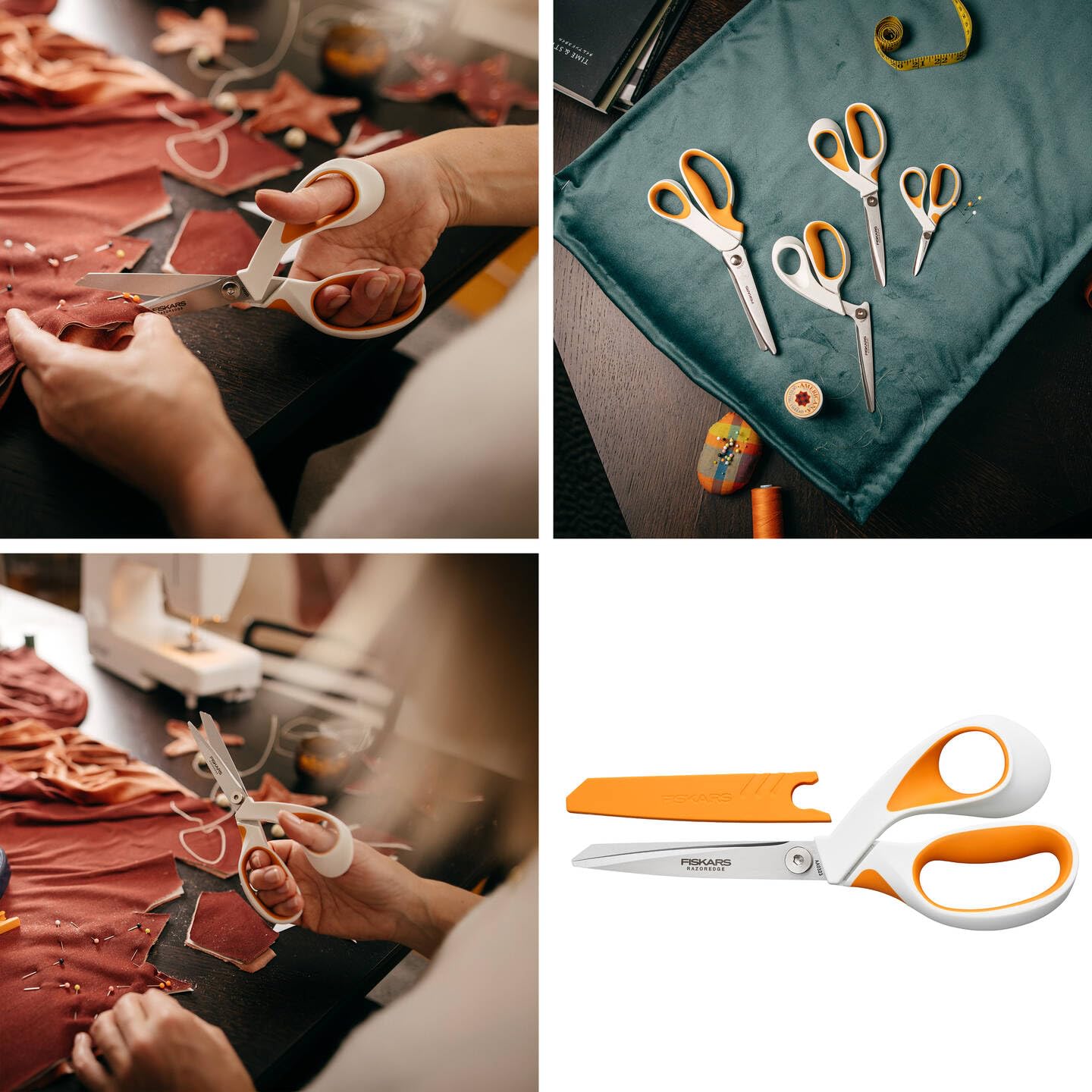 Fiskars Razor Edge Stoffschere, Länge: 20,7 cm, Rostfreie Stahl-Klinge/Kunststoff-Griffe, Weiß/Orange, 1070078