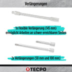 TECPO Steckschlüssel-Satz 1/4 Zoll, 53-tlg, Hebelumschaltknarre, Verlängerungen, für Torx-, Kreuz-, Schlitz- & Innensechskant-Schrauben, Chrom-Vanadium-Stahl, Steckschlüssel-Einsätze, Nuss-Set, Nüsse