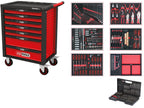KS Tools 826.7598 Racingline Schwarz/rot Werkstattwagen mit 7 Schubladen und 598 Premium-Werkzeugen