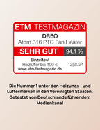 Dreo Energiesparender Heizlüfter, 34 dB Leiser 1500W Elektrischer PTC Keramik, Thermostat, Überhitzungs- & Kippschutz, 12 Std. Timer, Elektroheizung für Räume Schlafzimmer, Heater 316, Gold