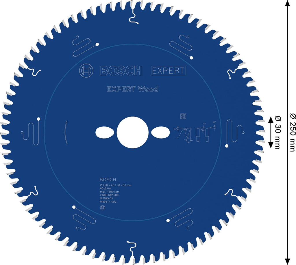 Bosch Accessories Bosch Professional Kreissägeblatt Expert for Wood zum Sägen in Holz für Tischkreissägen (Ø 250 mm)