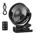Minthouz USB Tischventilator leise mit 12000mAh Ventilator Akku – Tragbarer Clip-Ventilator mit Fernbedienung, Licht, Timer, 360° drehbar, 3 Stufen, 45 Std. Laufzeit – für Camping, Büro, Kinderwagen