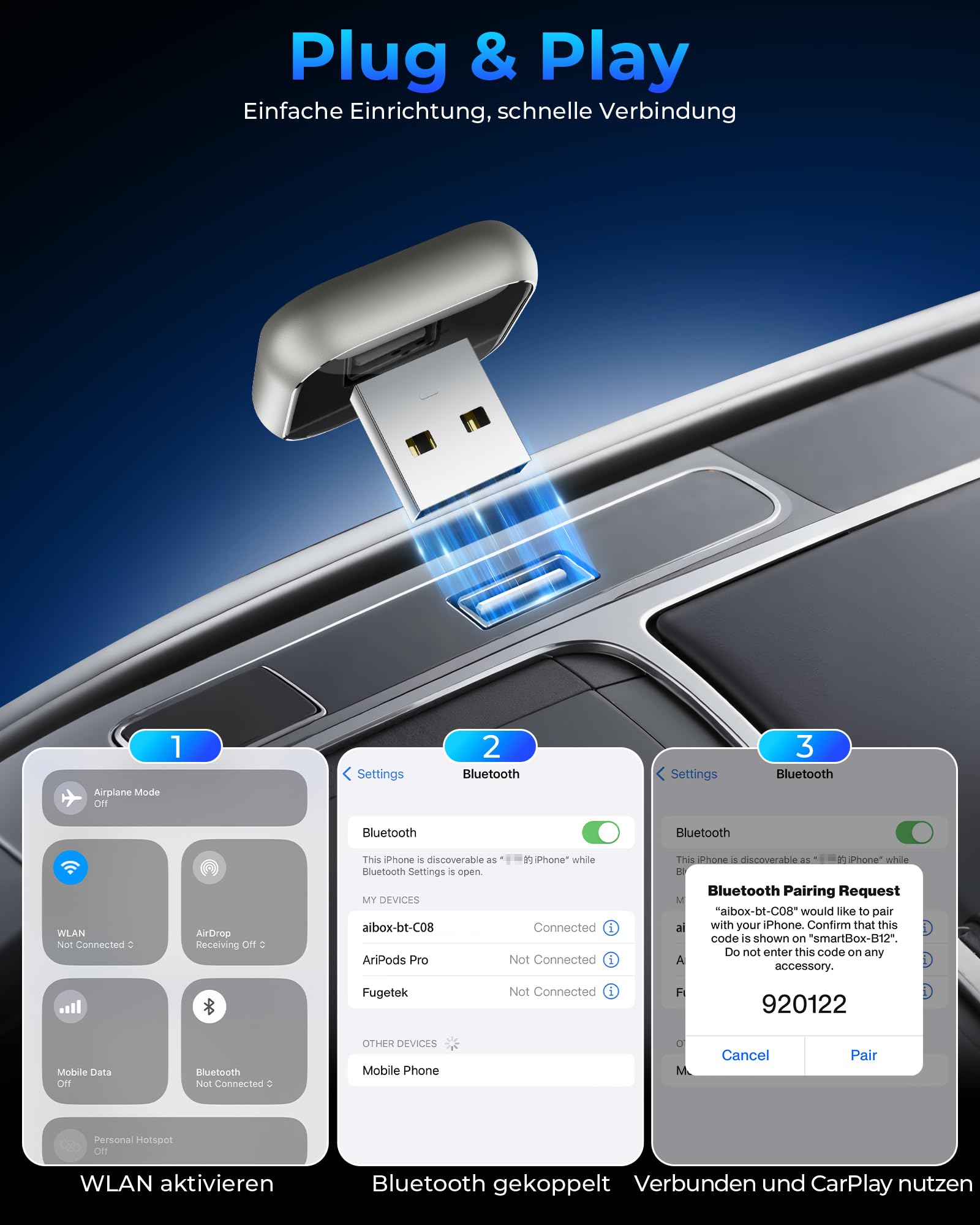 CarPlay Kabelloser Adapter Upgrade Von Kabelgebundener AppleCarPlayKompatibel Für Nutzer