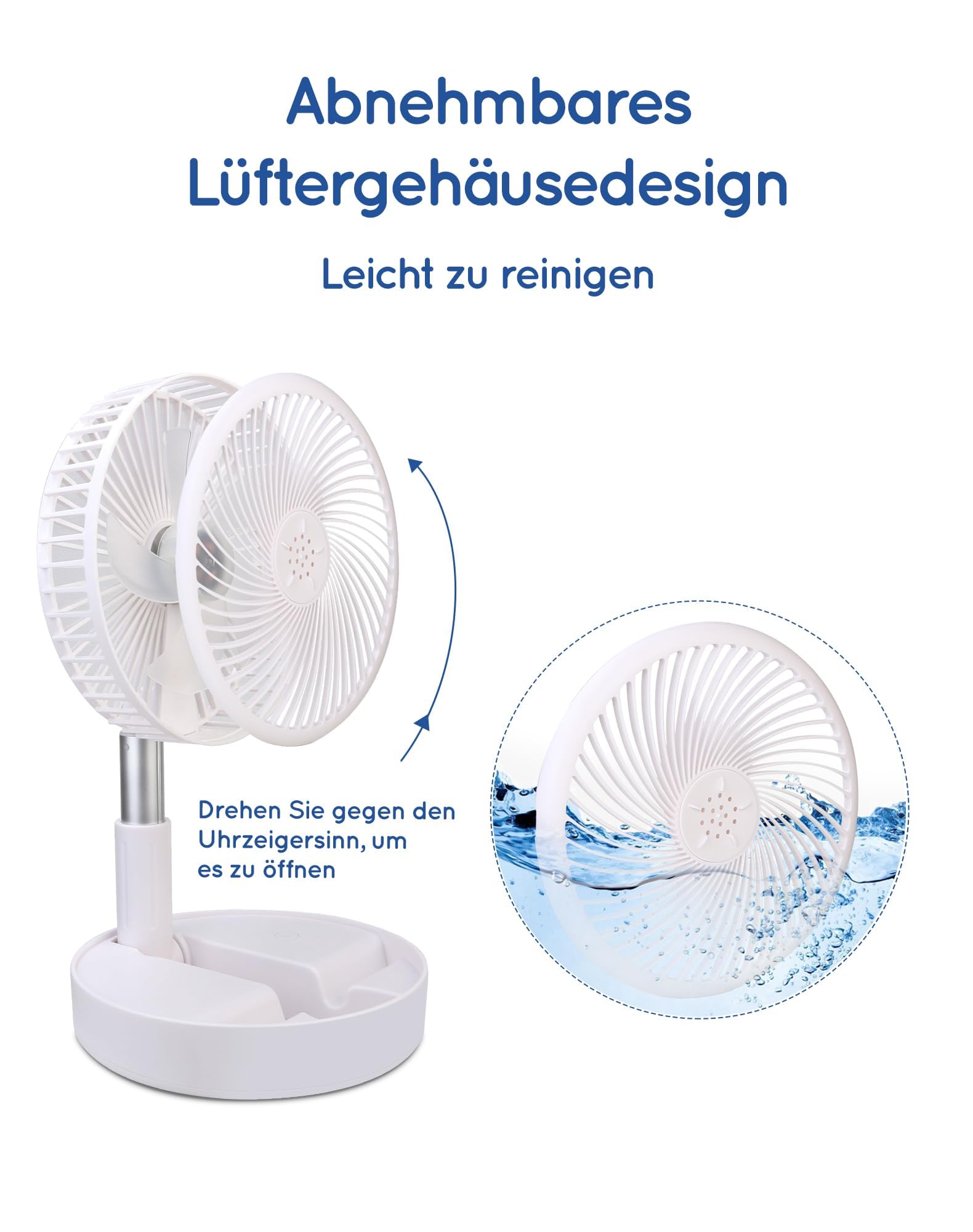 Primevolve 8" Ventilator Faltbarer mit Fernbedienung, 7200mAh Akku USB Standventilator Fan Tragbarer für Outdoor Reise Camping, Tischventilator Leise für Schlafzimmer Büro- Weiß