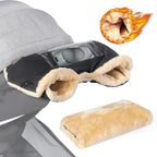 Orzbow Kinderwagen Handwärmer, Warm Handwärmer Kinderwagen mit Lammfellimitat, Stabil Handmuff für Kinderwagen mit Handyfach, Wetterfester Stoff, Komfortabel, Handschuhe Kinderwagen im Winter, Schwarz