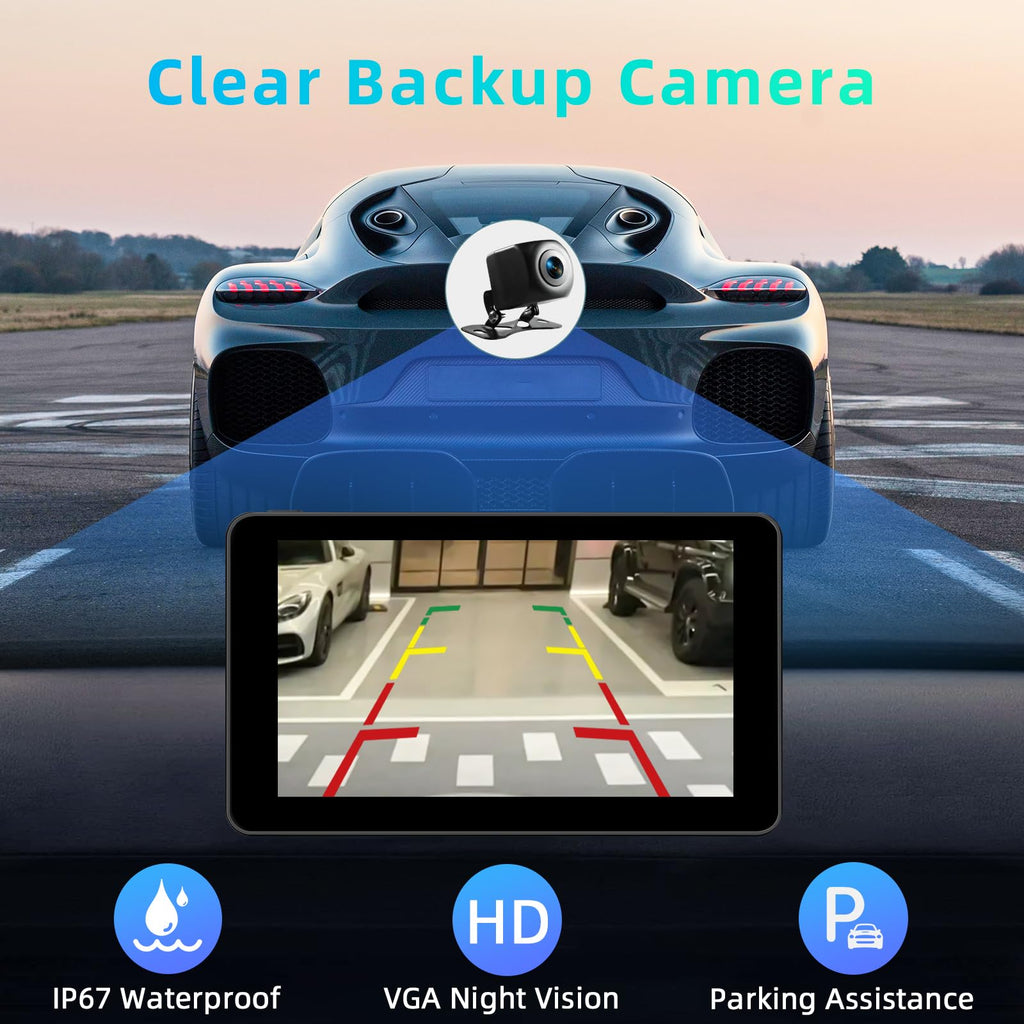 7 Zoll Android Auto Display & Carplay Display, Wireless Car Play Android mit 1080P HD Rückfahrkamera IPS Touch Screen Bluetooth AUX FM Mirror Link Siri, GPS Navigation