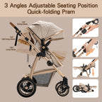 Gcarebb 3-in-1-Kinderwagen mit höhenverstellbarem Griff, mit Moskitonetz, mit Aluminiumrahmen, für Babys von 0 bis 4 Jahren