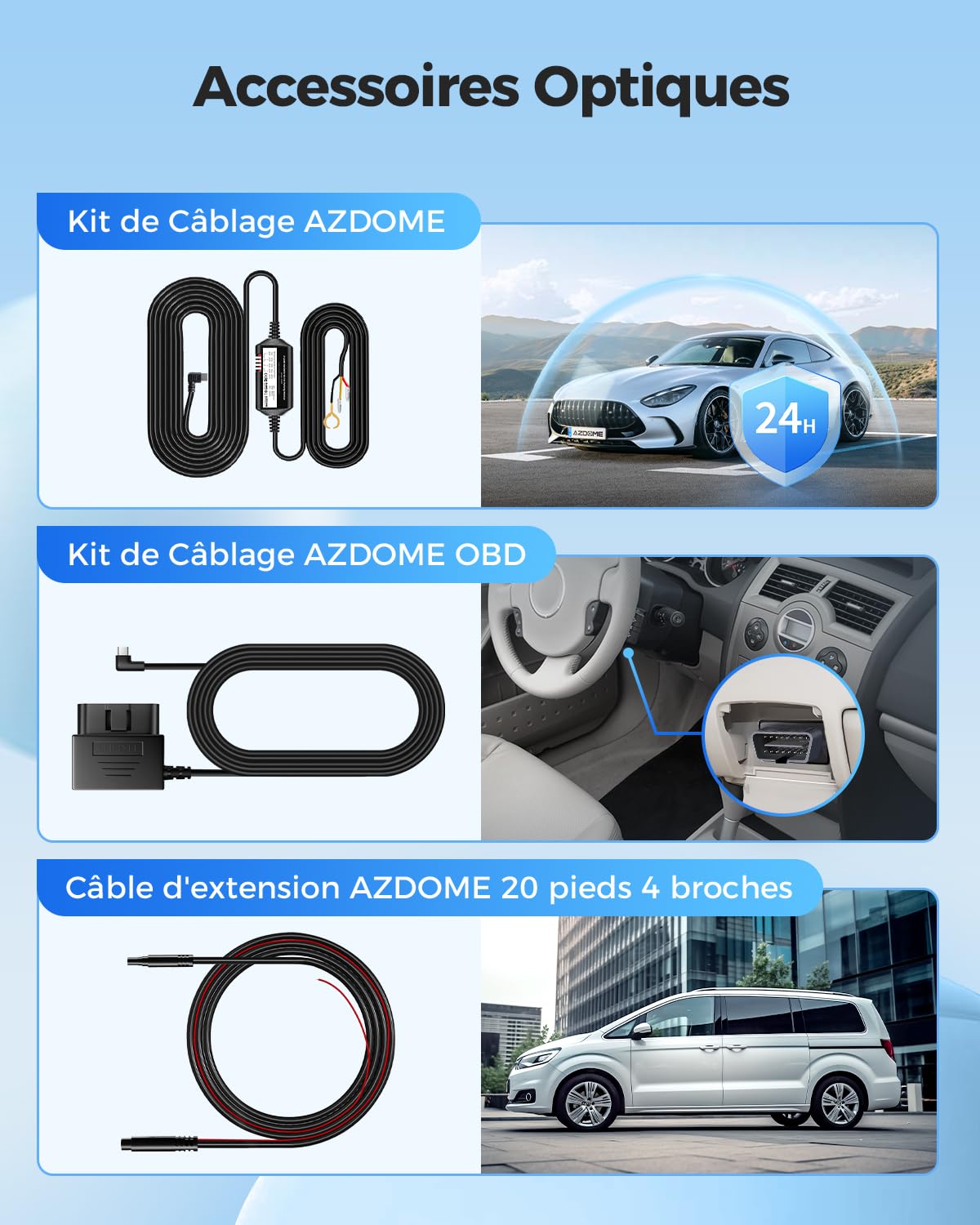 AZDOME Dashcam Auto Vorne Hinten 4K/2,5K GPS WiFi Dash Cam Auto mit Starvis, 64GB SD Karte, Auto Kamera, Parküberwachung, Super Nachtsicht, WDR, 170° Weitwinkel, G-Sensor, Loop-Aufnahme, GS63H Pro
