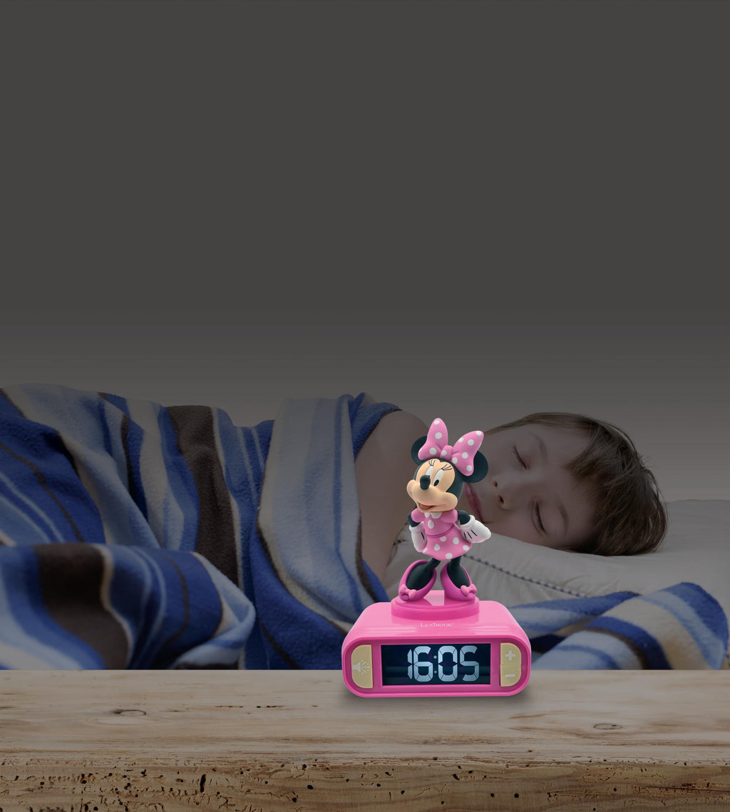 Lexibook, Disney Minnie, Nachtwecker, Sounds und Melodien, LCD-Bildschirm mit Hintergrundbeleuchtung, Leuchtanzeige, Schlummerfunktion, Pink, RL800MN
