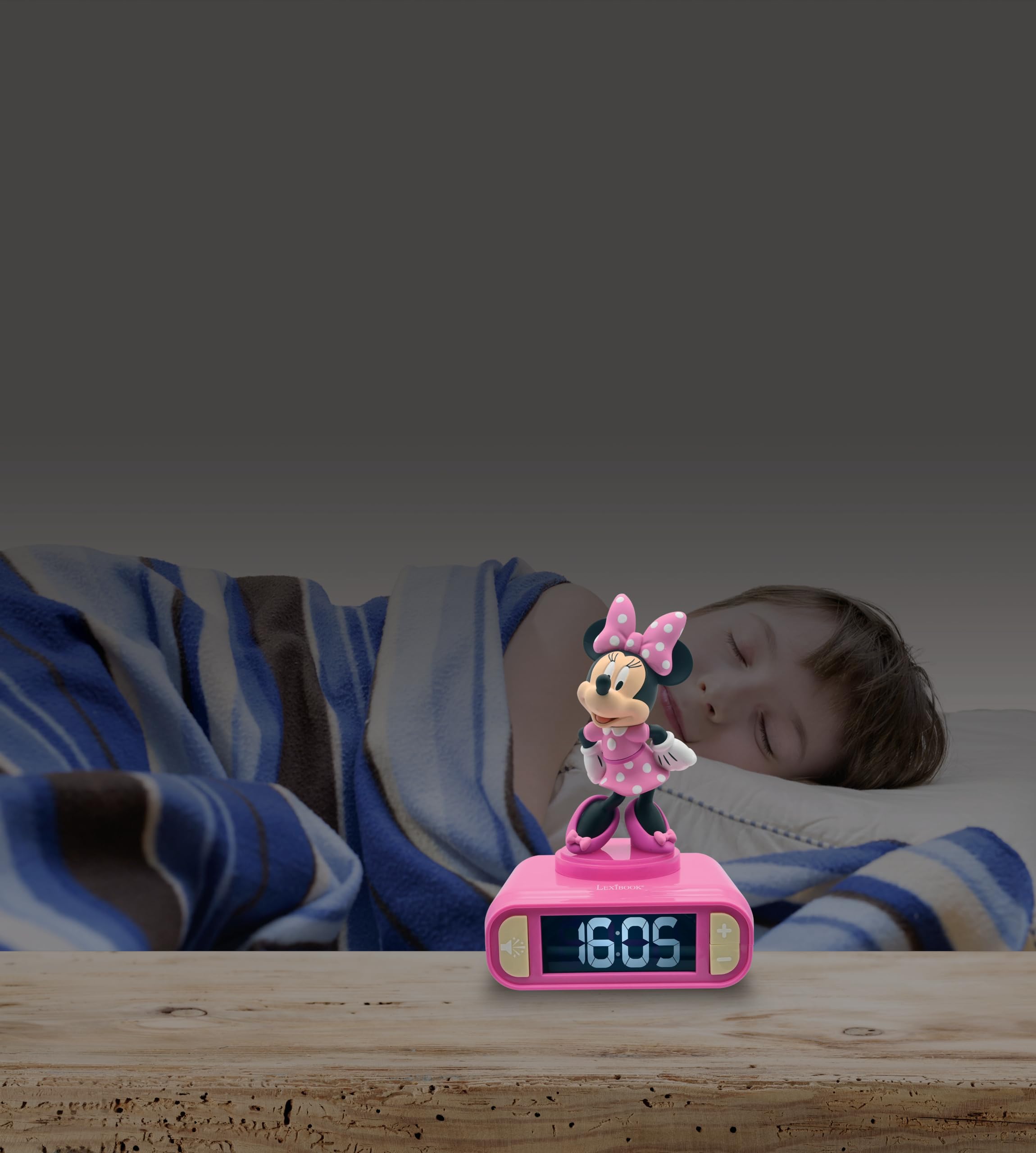 Lexibook, Disney Minnie, Nachtwecker, Sounds und Melodien, LCD-Bildschirm mit Hintergrundbeleuchtung, Leuchtanzeige, Schlummerfunktion, Pink, RL800MN