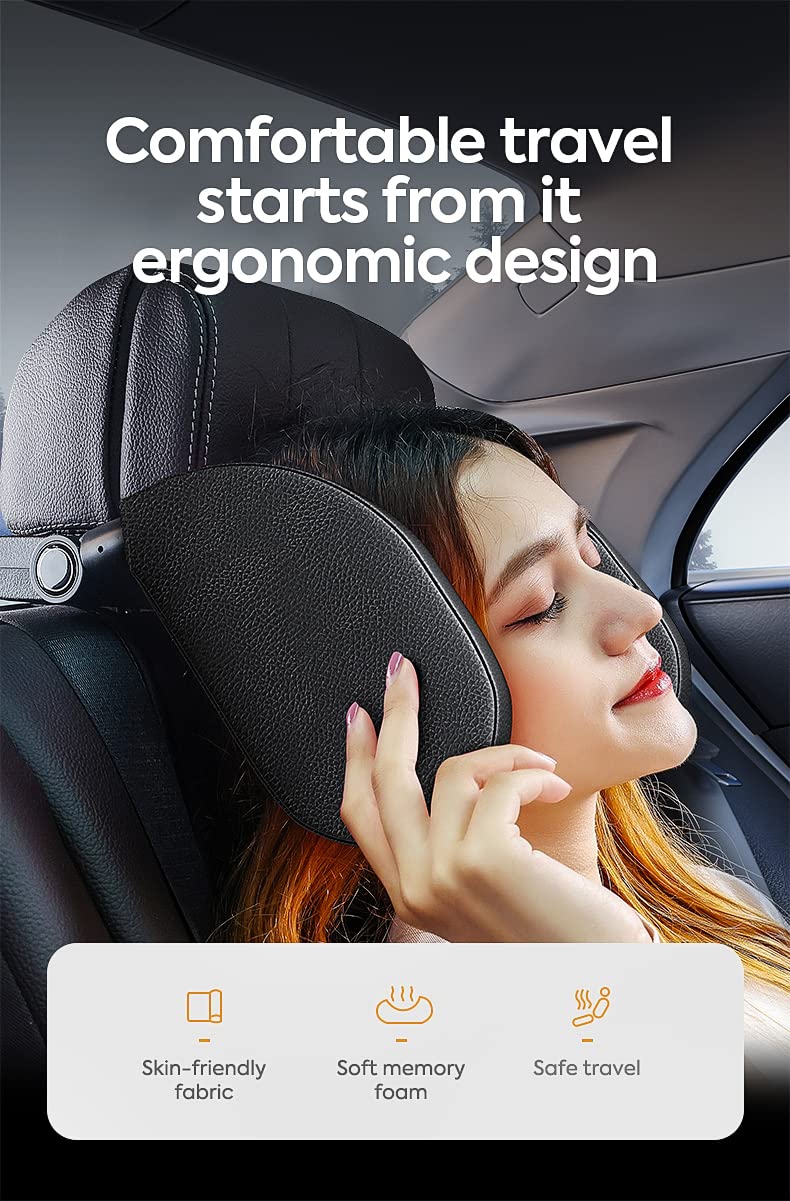ZOKOE nackenkissen kinder kopfstütze auto kinder Schnelle Montage und Demontage in 1 Minute Atmungsaktiv und weich Stützt Kopf und Nacken Travel Sleep Seitenkissen für Erwachsene (Schwarz)