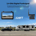 Rückfahrkamera Kabellos Dual Solar Magnetische Rückfahrkamera: 7“ 1080P Touchscreen IPS-Monitor, 12000mAh Akku, 1 Min Einrichtung, IP69K Wasserdicht Rückfahrkameras für Wohnmobile,Anhänger und LKWs