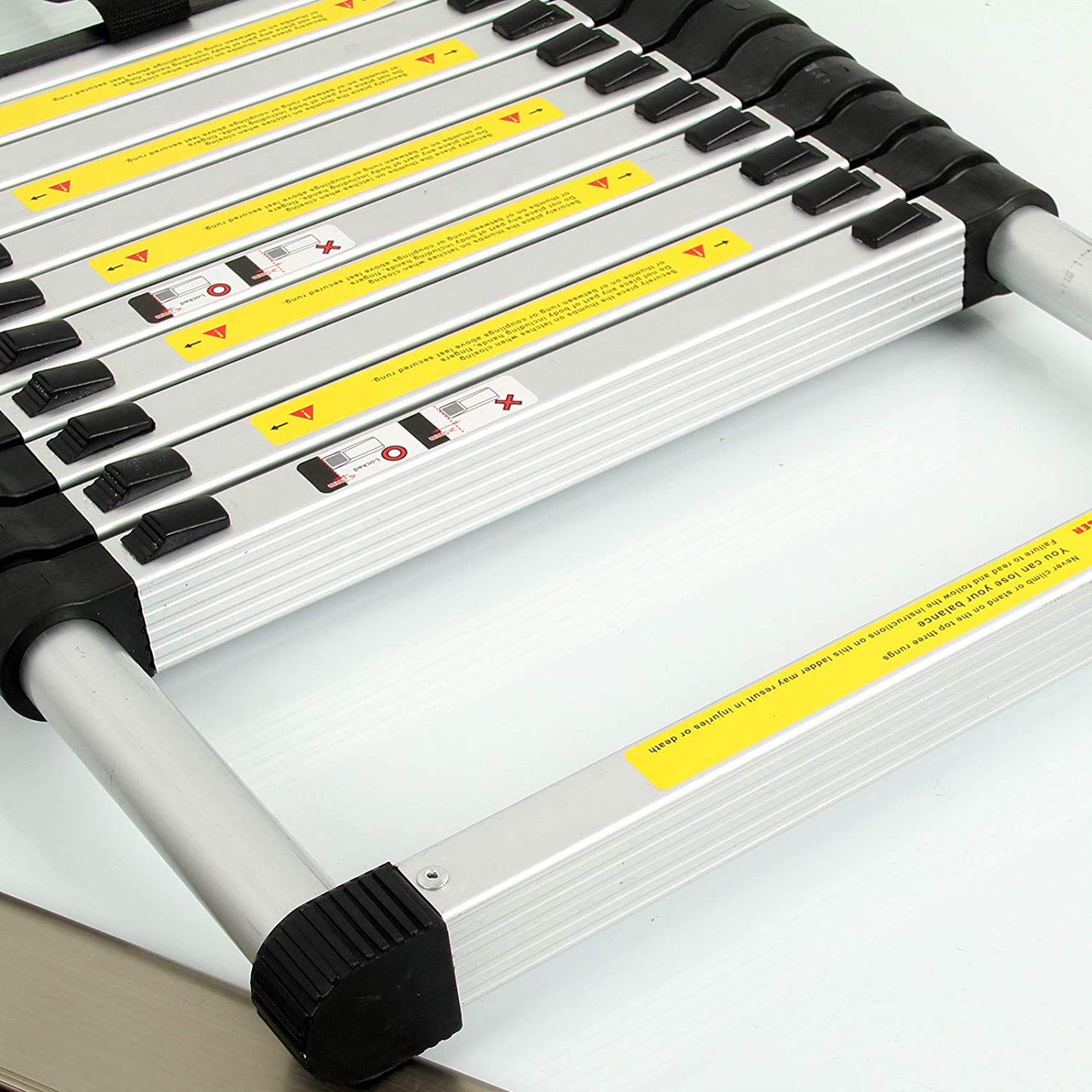 3,2M Teleskopleiter, Mehrzweckleiter Aluminium, 150 kg/330 Pfund Belastbarkeit, Ausziehbar Aluleiter, Ausziehleiter für Dachboden/Kletterdach/Büronutzung/Baujob