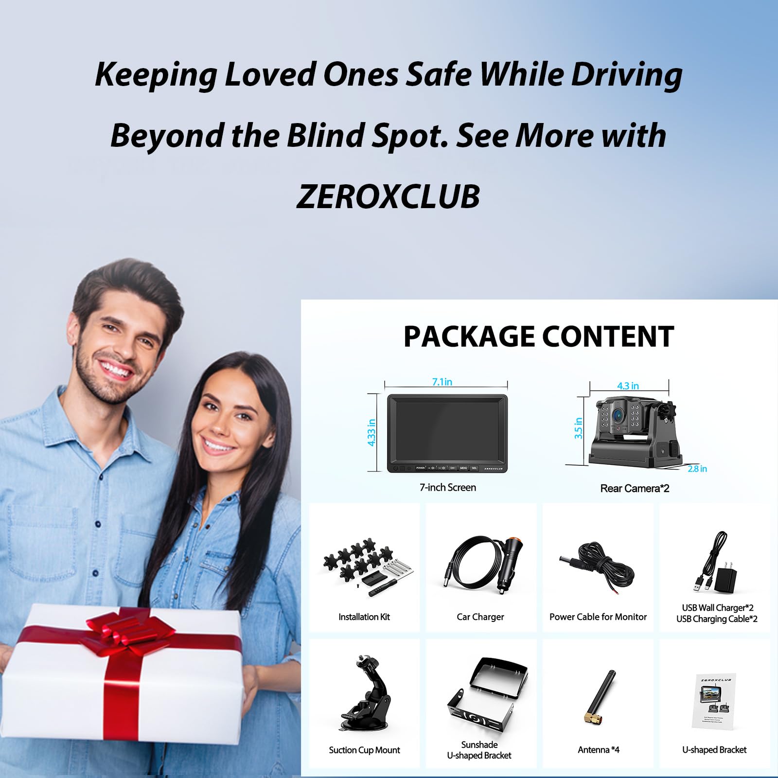 2 Magnetische Rückfahrkamera Kabellos, 7 Zoll 1080P FHD Monitor, 9600mAh Wiederaufladbare Akku, 1-Min Einrichtung, IP69K Wasserdicht Rückfahrkameras für Wohnmobile,Anhänger und LKWs