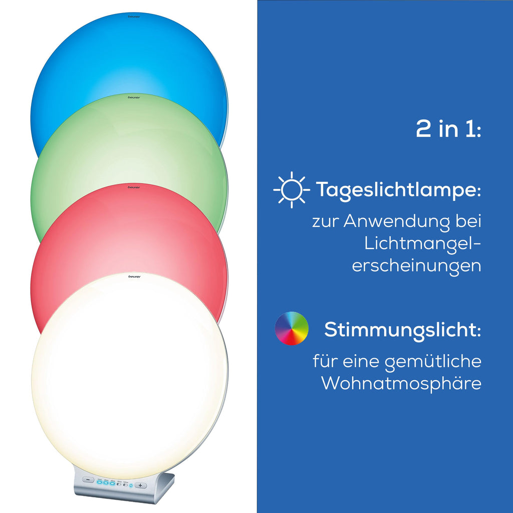 Beurer TL 100 2-in-1 LED Tageslichtlampe und Stimmungslicht, mit Farbwechselfunktion, bequeme App Steuerung, 1 Stück (1er Pack), Weiß