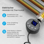Heilmetz Badheizkörper Elektrisch 70x60cm Badheizkörper Elektrisch mit Thermostat+Timer-Funktion Gerade Handtuchheizkörper Anthrazit 330W