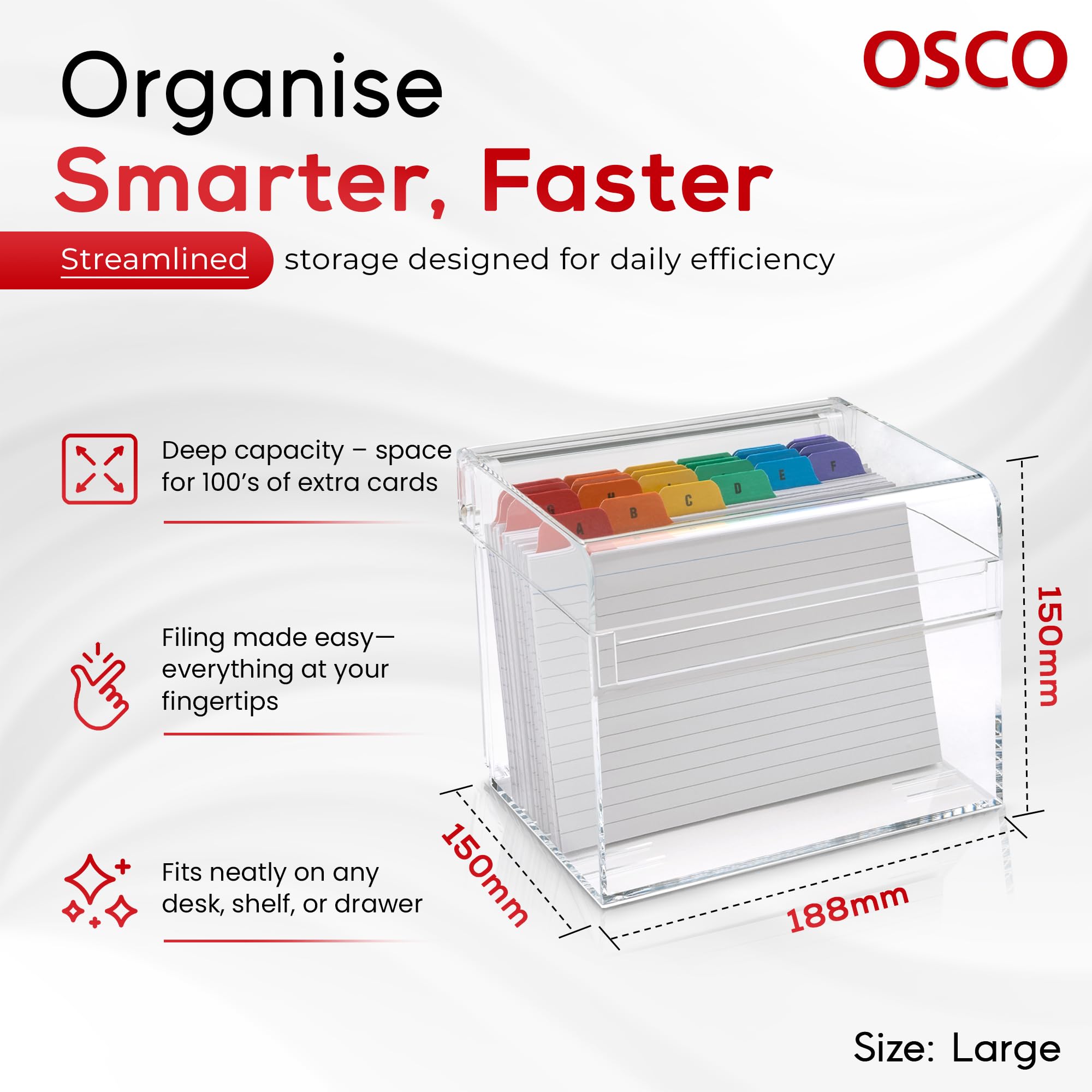 OSCO Clear Acrylic Index Box - Large