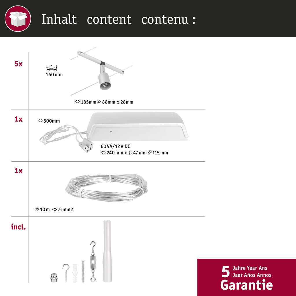 Paulmann Wire Set Salt max5x10W GU5,3 Chrom matt/C