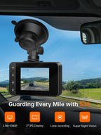 Dashcam Auto Vorne Hinten, 2" IPS-Bildschirm Mini Auto Kamera, 2,5K+1080P Full HD Dash Cam für Autos mit G-Sensor, 170°Weitwinkel, 24H Parküberwachung, Loop-Aufnahme, Nachtsicht, 32-GB-Karte