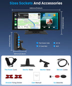 CarPlay & Android Auto Wireless, tragbares Podofo-Radio (10,26 Zoll) mit IPS-Touchscreen, unterstützt SuperLink OTA, Bluetooth, GPS, Sprachsteuerung, Mirror Link, FM, AUX