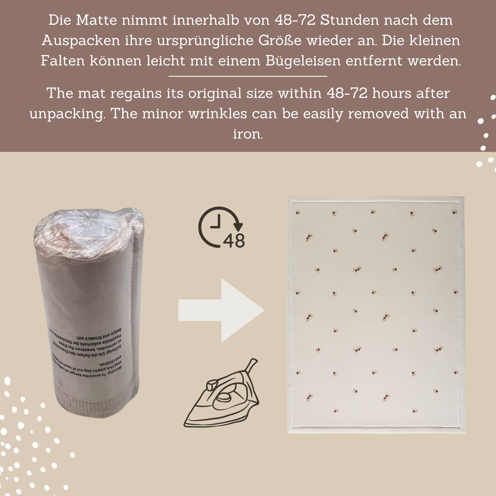 Wolkenweiche Spielmatte Baby 200x150x2,5cm, Blumen – Teppich für Kinderzimmer mit hochwertigem Memory-Schaum – Krabbelmatte Baby mit Rutschfester Unterseite – Krabbeldecke, Kinderteppich, Tatami Matte