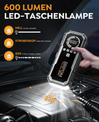 BRPOM Starthilfe Powerbank für Pkw mit Kompressor 160PSI,8000A 26800mAh Auto Starthilfe Powerbank für All Benzin und 12.0L Dieselmotor,Starter Powerbank Eingang/Ausgang und 600LUM LED-Licht