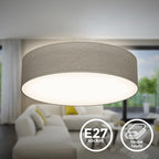 B.K.Licht - Deckenlampe mit Lampenschirm aus Stoff, E27 Fassung, max. 40 Watt, Deckenleuchte, Lampe, Wohnzimmerlampe, Schlafzimmerlampe, Küchenlampe, Deckenbeleuchtung, 38x10 cm, Taupe