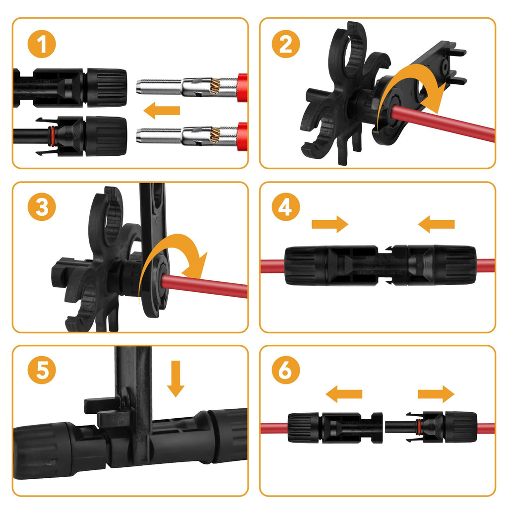 VIGRUE Solarstecker mc4 Stecker, mc4 Crimpzange Set für 2.5/4/6mm² Solarpanel PV Kabel, Männlich/Weiblich Solarpanel Kabelstecker, Ip68 Wasserdicht pv Stecker mit Crimpzange Schraubenschlüssel