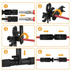 VIGRUE Solarstecker mc4 Stecker, mc4 Crimpzange Set für 2.5/4/6mm² Solarpanel PV Kabel, Männlich/Weiblich Solarpanel Kabelstecker, Ip68 Wasserdicht pv Stecker mit Crimpzange Schraubenschlüssel