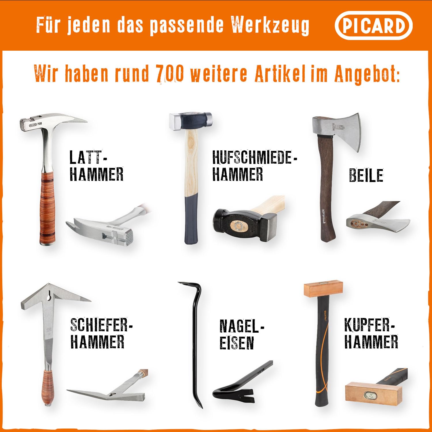 Picard Schlosserhammer mit Fiberglaskern 800g DIN 1041