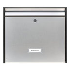 Burg-Wächter Briefkasten Edelstahl mit Namensschild, A4 Einwurf-Format, Verzinktes Stahlgehäuse anthrazit beschichtet mit Edelstahl Tür, Oxford-Set 6877 B+S, Mattschwarz