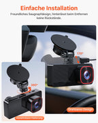 Bestsee 2.5K Dashcam Auto Vorne Hinten und Innen, 2,35" IPS-Bildschirm Dashcam Auto, mit 64GB SD-Karte, 24H Parküberwachung, WDR Nachtsicht, G-Sensor, Loop-Aufnahme, Sichtwinkel（170°+150°+150°）