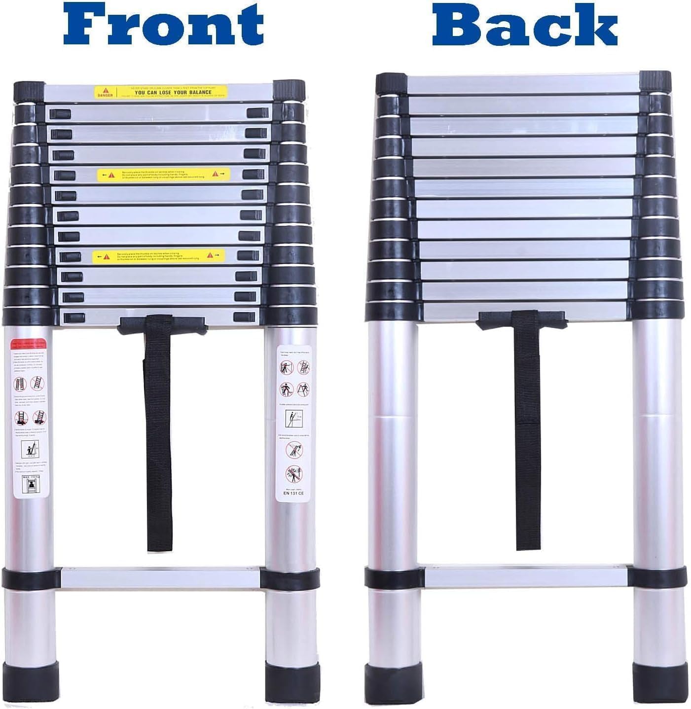 5M Teleskopleiter, Aluleiter Klappleiter Mehrzweckleiter Rutschfester Ausziehleiter Ausziehbare Leiter Sprossenleiter Stehleiter Tragbar Leichte Leiter Schiebeleiter 150 kg Belastbarkeit