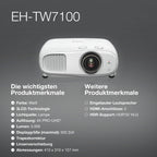 Epson EH-TW7100 4K PRO-UHD-Projektor, 3.000 Lumen, bis zu 500-Zoll Bilddiagonale (12,7 m)