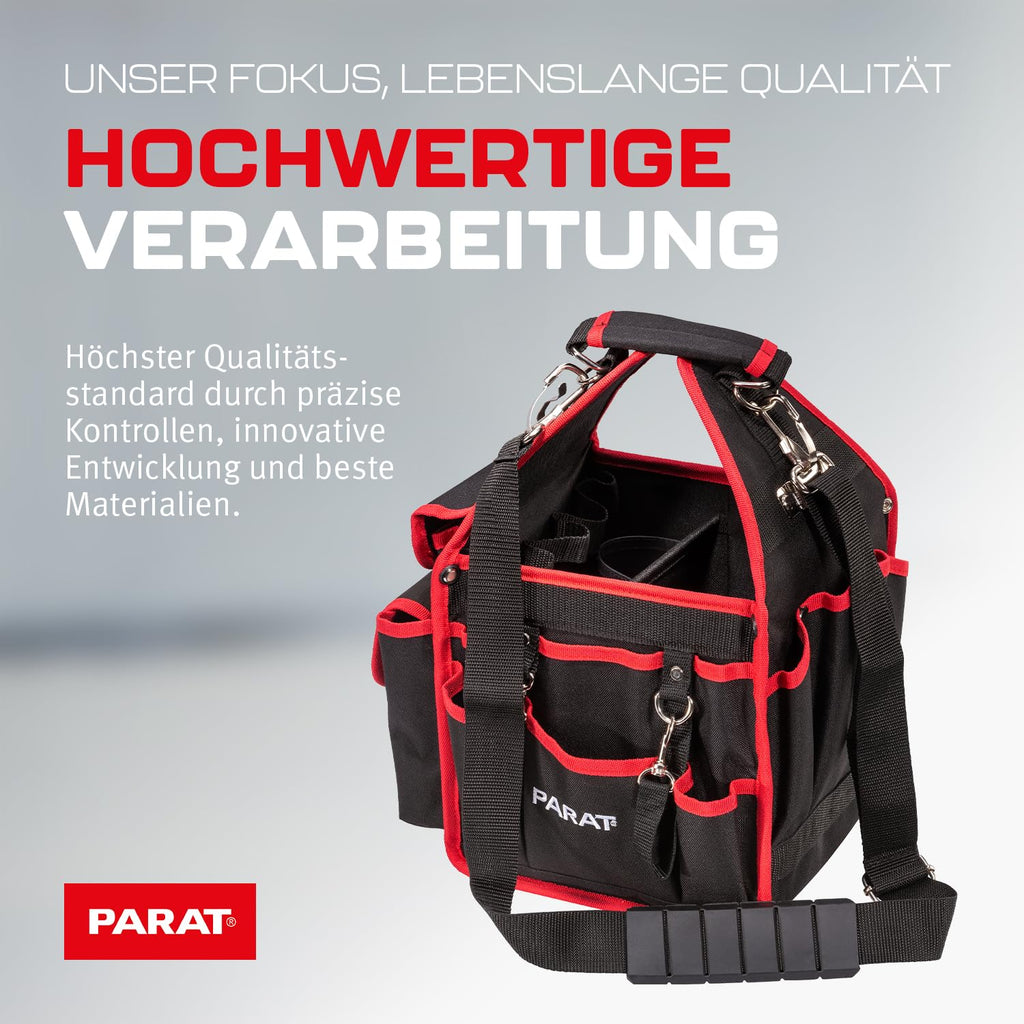 PARAT BASIC Tool Softbag S | Robuste Werkzeugtasche für Elektriker & Handwerker | Kompakte Tool Bag mit Schultergurt & Tragegriff | Kompakte Werkzeugtasche mit 21 Fächern & Reißverschlusstasche