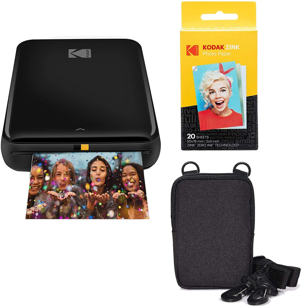 KODAK Step Printer Drahtloser mobiler Fotodrucker mit Zink-Technologie (Schwarz) Reiseset