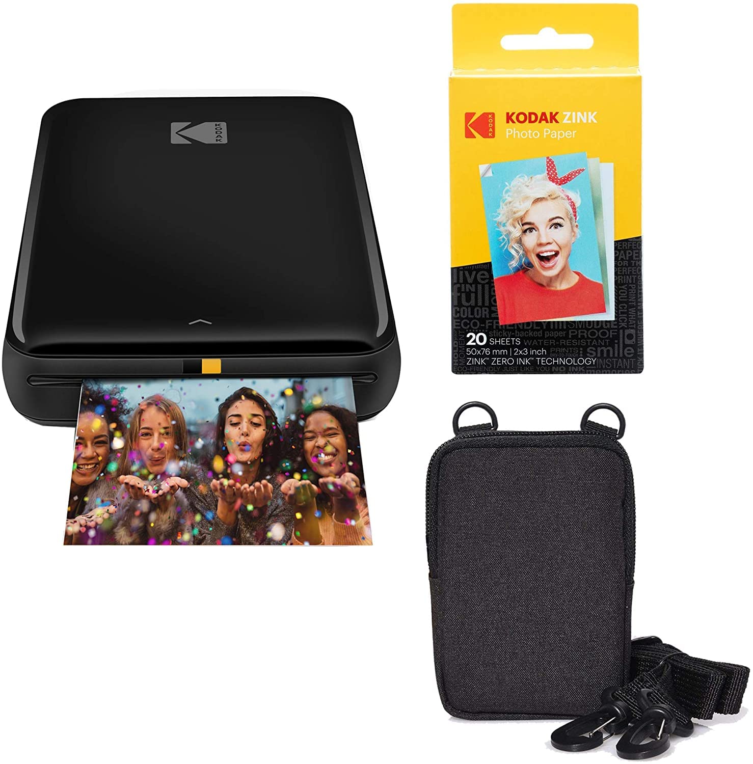 KODAK Step Printer Drahtloser mobiler Fotodrucker mit Zink-Technologie (Schwarz) Reiseset