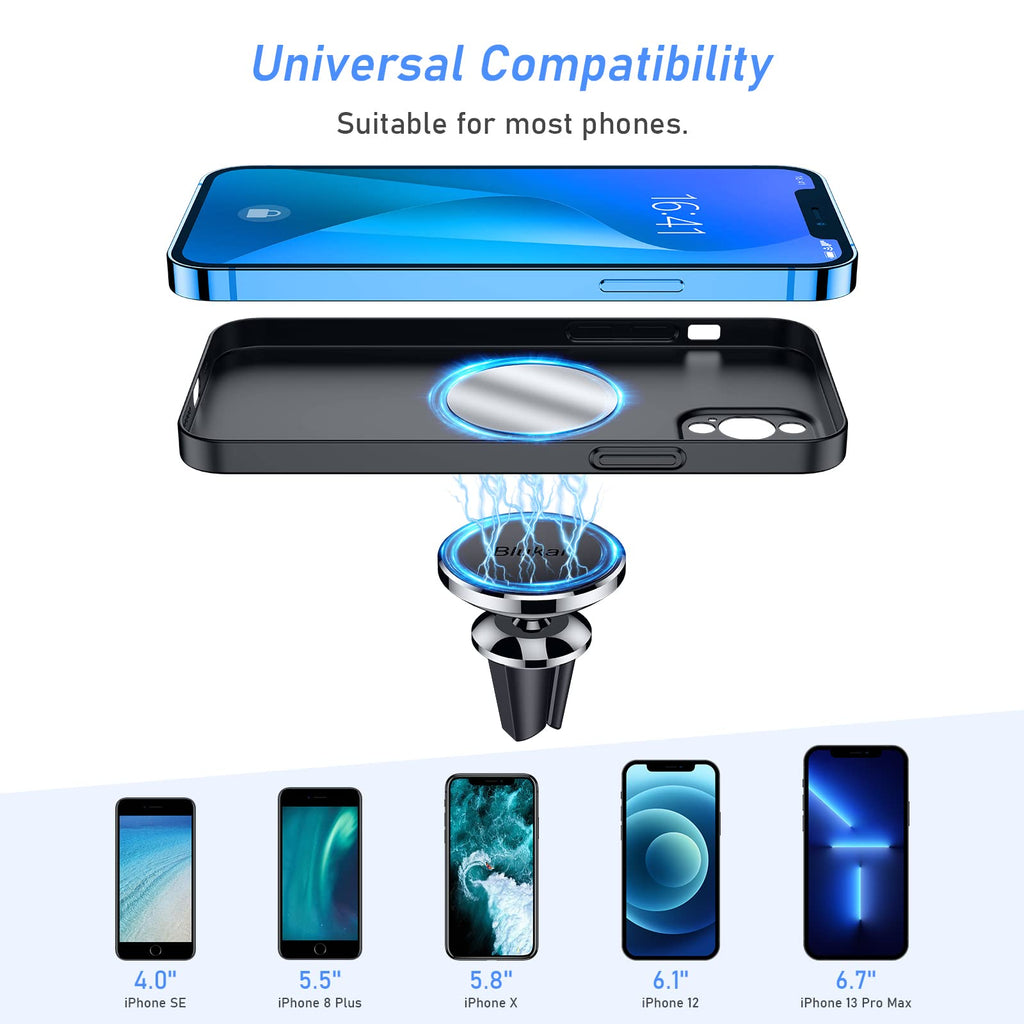 Blukar Handyhalterung Auto Lüftung, Universale 360° Magnetisch KFZ Handyhalter Auto Zubehör mit 5 Starke Magnet & 4 Metallplatten, Kompatibel mit iPhone 17 Air/Pro/16/15/14, Galaxy, Mate usw.