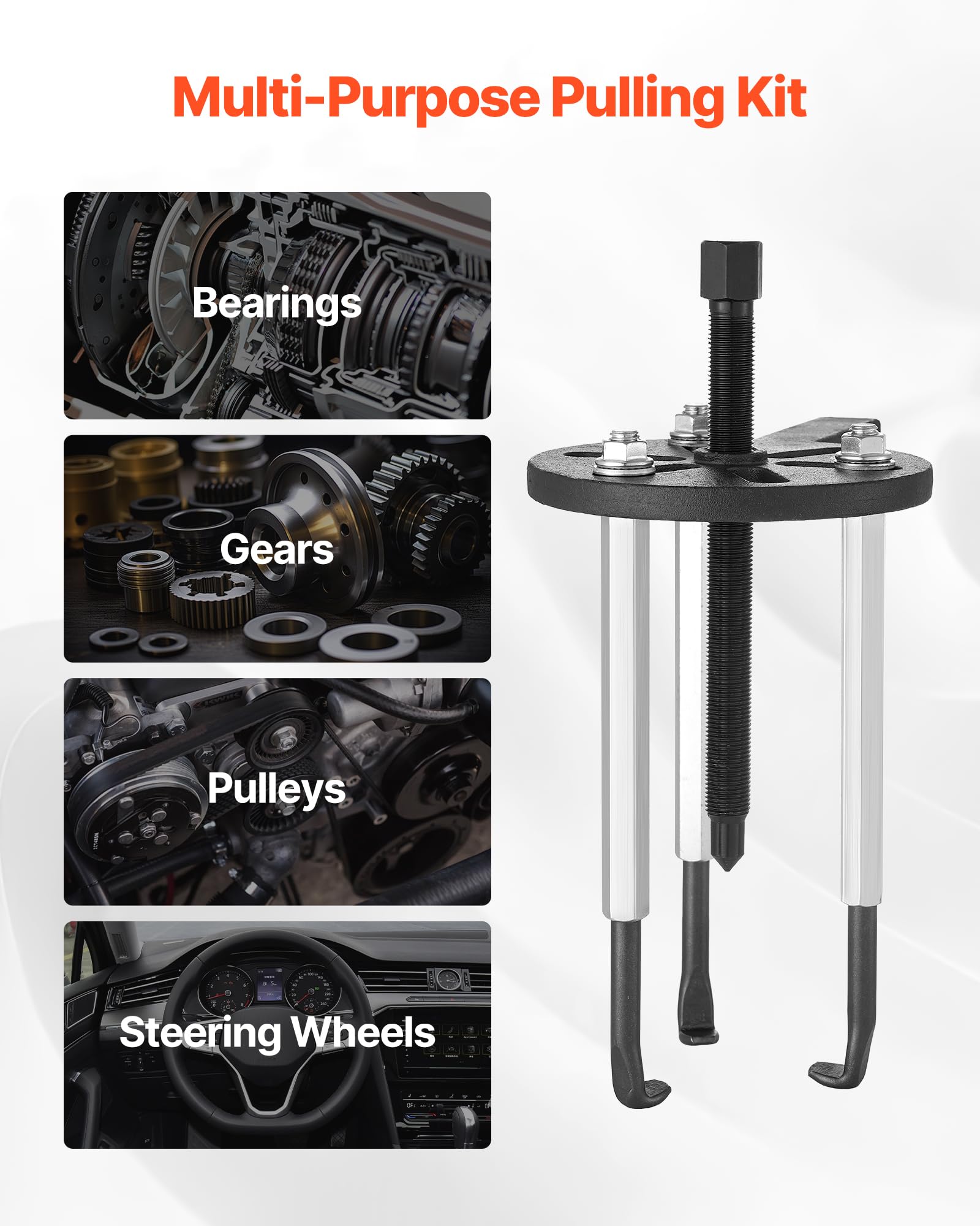 VEVOR Lagerabzieher-Set 21 TLG. 3-Backen-Hakenabzieher für interne und Externe Lager & Lager ohne Innenwelle, multifunktionales Lagerentfernungswerkzeug mit robustem, tragbarem Aufbewahrungskoffer