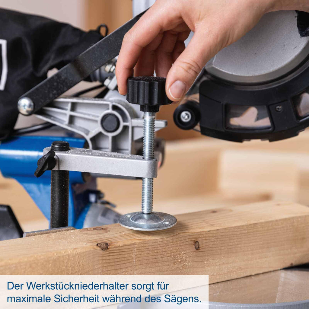 Scheppach Kappzugsäge HM216 Kappsäge Gehrungssäge mit Laser | Sägeblatt Ø 216mm | 2000W Leistung | Drehtisch mit Schnellarretierung | inkl. 2 Sägeblatt (HM216)