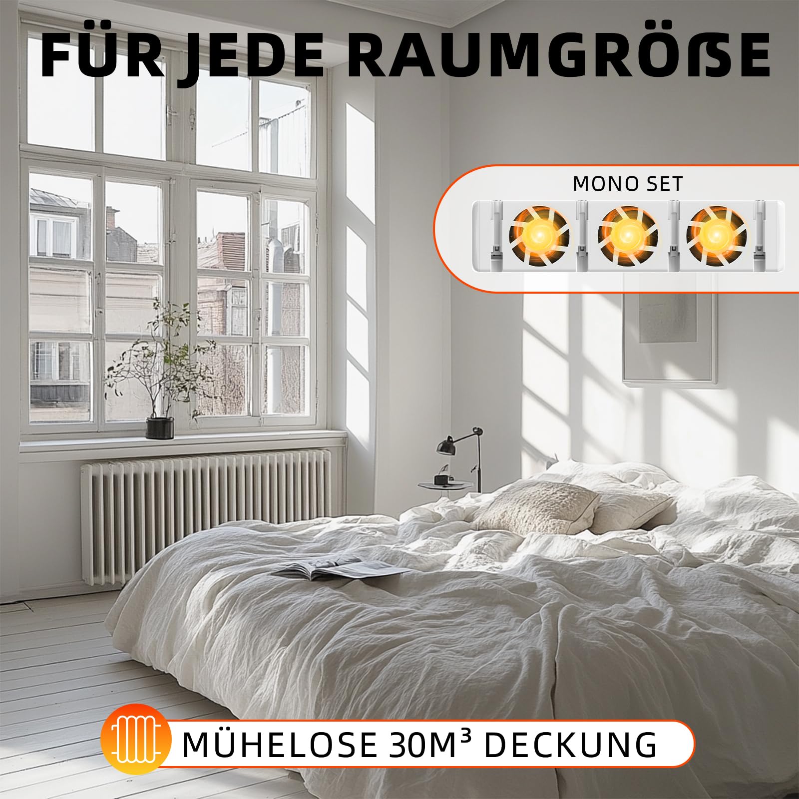 Heizkörper Ventilator, Mono Set Smartes Heizgebläse für Heizungen, Energieeffizienter Heizungsventilator, Intelligenter Heizkörperverstärker Erhöhen die Effizienz der Heizung und Sparen Energie