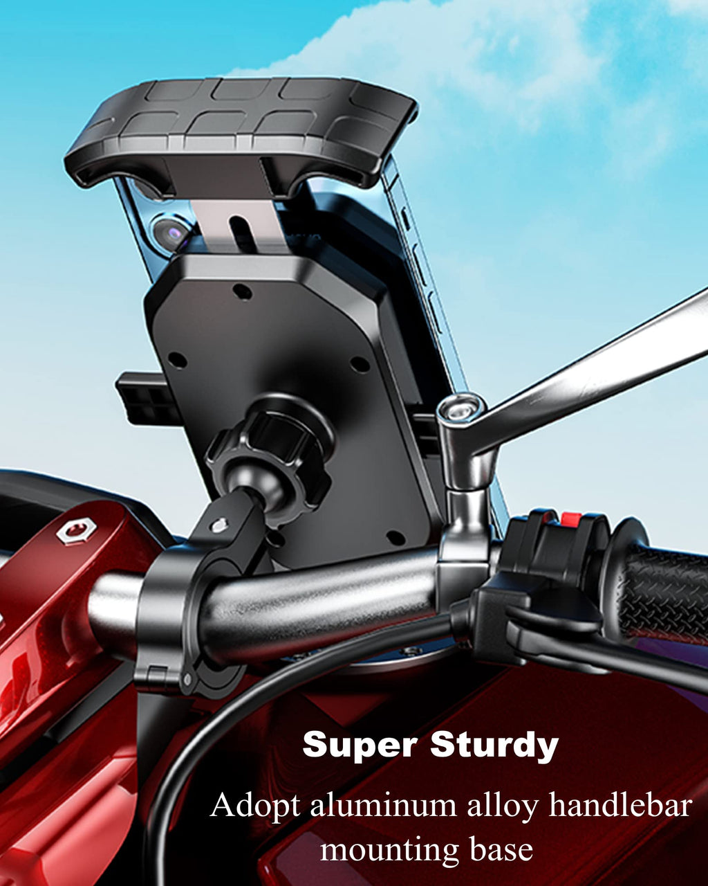 BRCOVAN Handyhalterung Motorrad, Handyhalter Fahrrad, Knopf-Automatikverriegelung 360 Drehung Outdoor Lenker Handy Halterung für 4-7 Zoll Smartphone