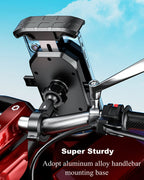 BRCOVAN Handyhalterung Motorrad, Handyhalter Fahrrad, Knopf-Automatikverriegelung 360 Drehung Outdoor Lenker Handy Halterung für 4-7 Zoll Smartphone